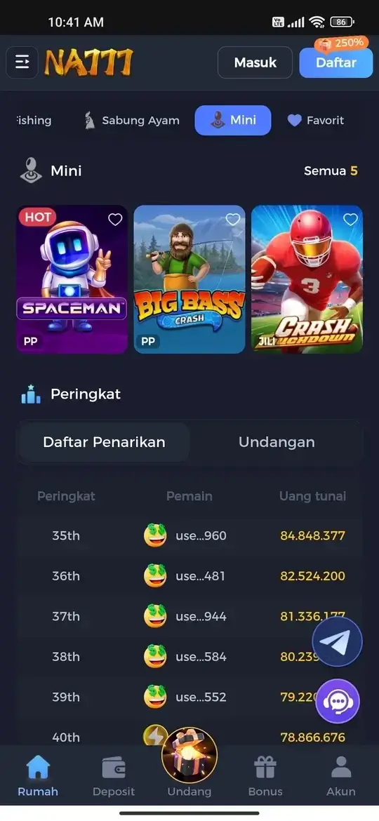 NA777 Mini Game dan Peringkat